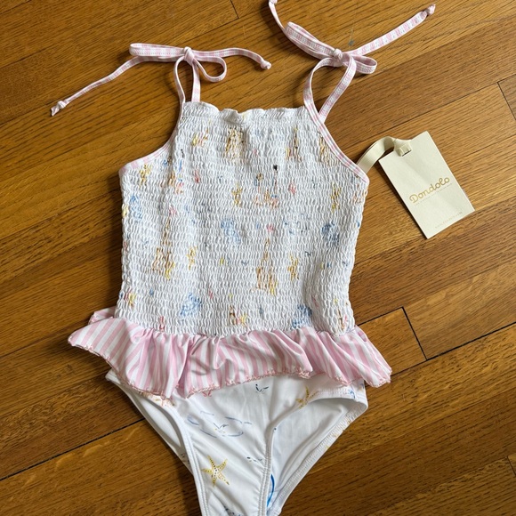 Dondolo Other - Dondolo Kids One Piece Swimsuit with Pink and White Ruffle